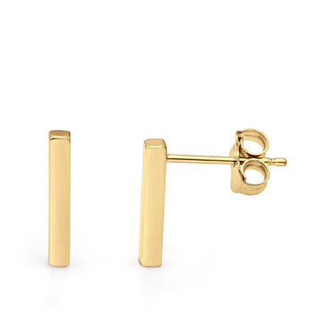 14K Yellow Gold Solid Bar Studs Earring Best Birthday Or Anniversary Gift